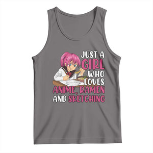 Just A Girl Who Loves Anime Ramen And Sketching Tank Top Japan Kawaii Otaku Manga Lover TS02 Deep Heather Print Your Wear