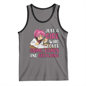 Just A Girl Who Loves Anime Ramen And Sketching Tank Top Japan Kawaii Otaku Manga Lover TS02 Deep Heather Black Print Your Wear