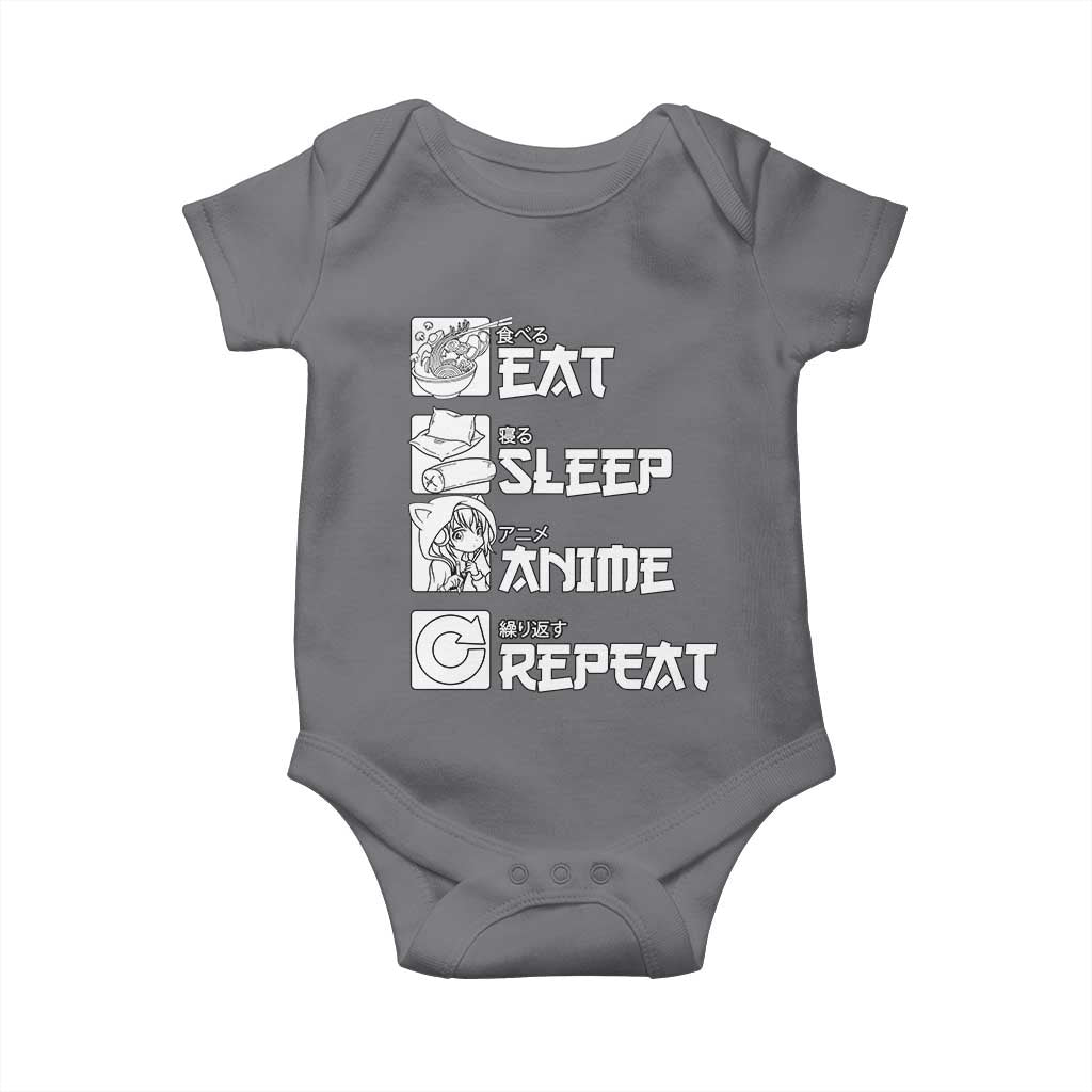 Eat Sleep Anime Repeat Baby Onesie Japan Otaku Manga Lover TS02 Charcoal Print Your Wear