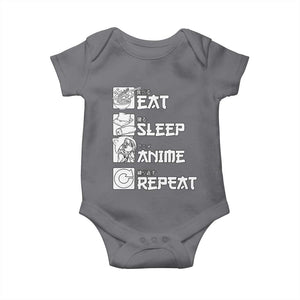 Eat Sleep Anime Repeat Baby Onesie Japan Otaku Manga Lover TS02 Charcoal Print Your Wear