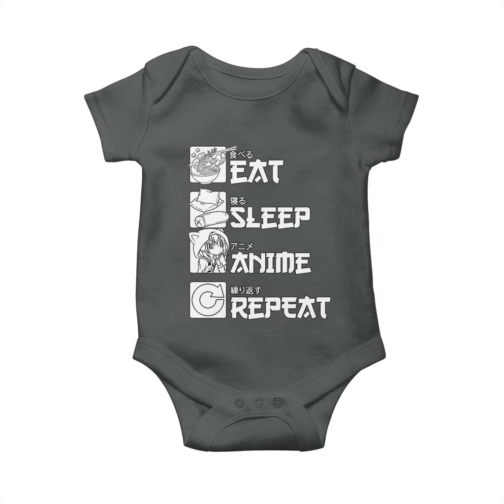 Eat Sleep Anime Repeat Baby Onesie Japan Otaku Manga Lover TS02 Dark Heather Print Your Wear