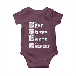 Eat Sleep Anime Repeat Baby Onesie Japan Otaku Manga Lover TS02 Maroon Print Your Wear