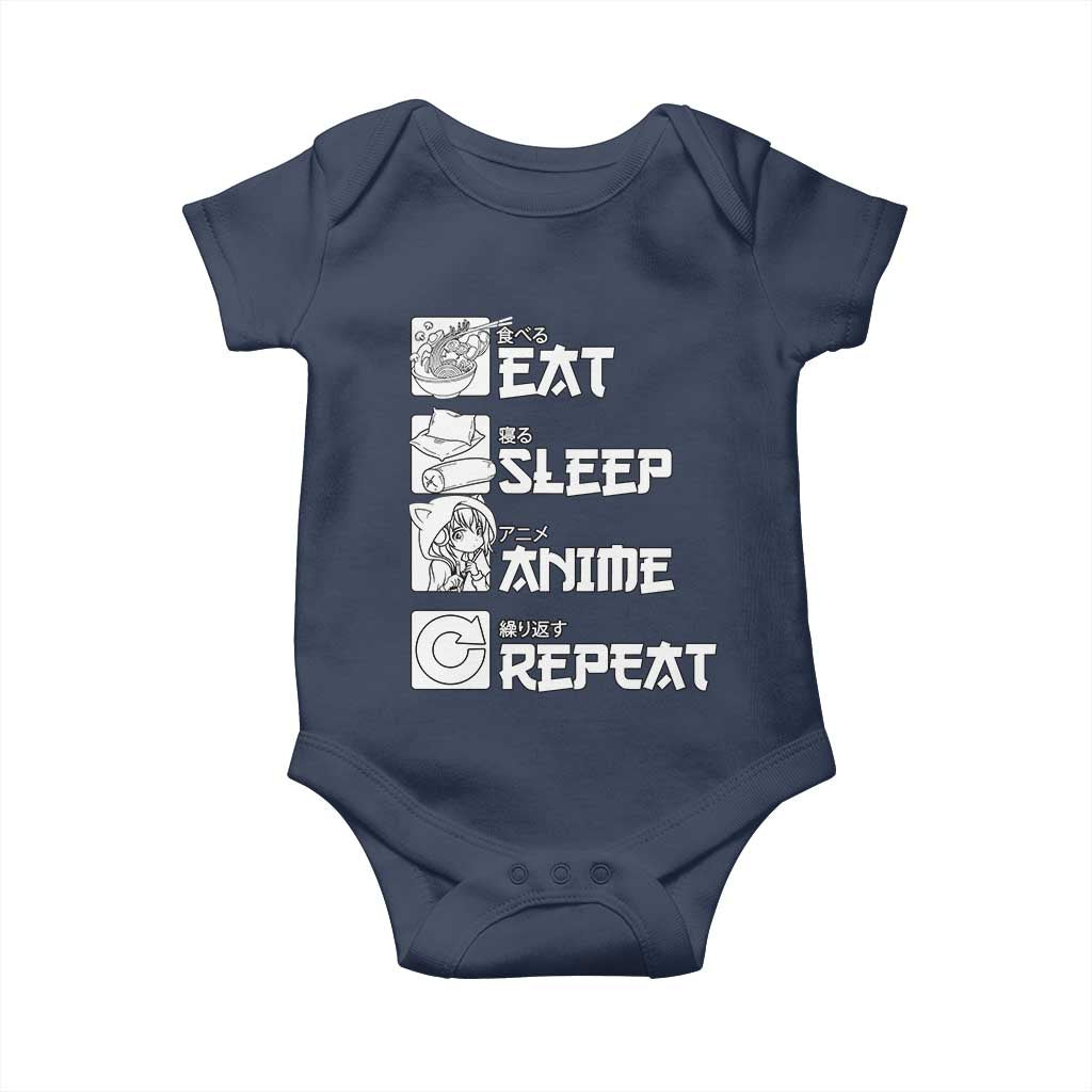 Eat Sleep Anime Repeat Baby Onesie Japan Otaku Manga Lover TS02 Navy Print Your Wear