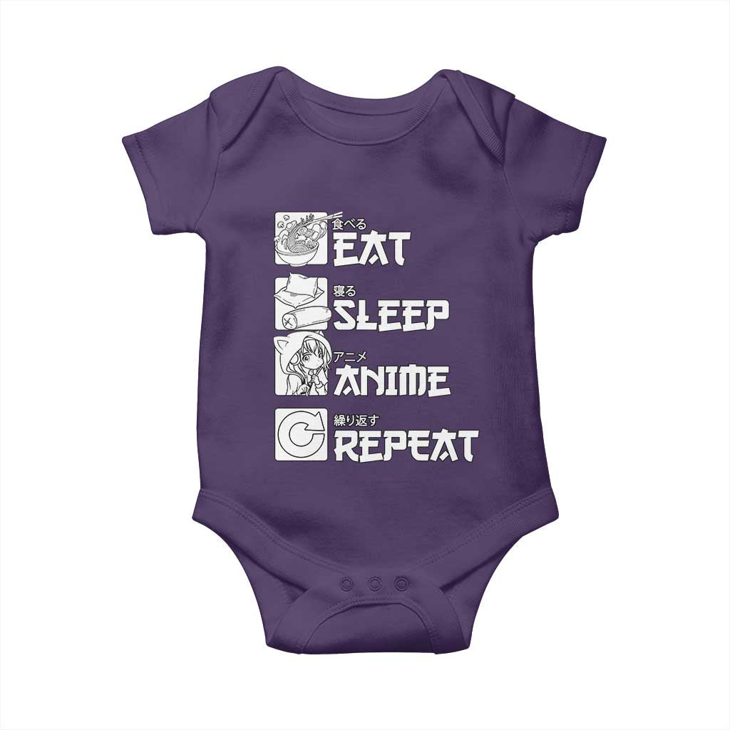 Eat Sleep Anime Repeat Baby Onesie Japan Otaku Manga Lover TS02 Purple Print Your Wear