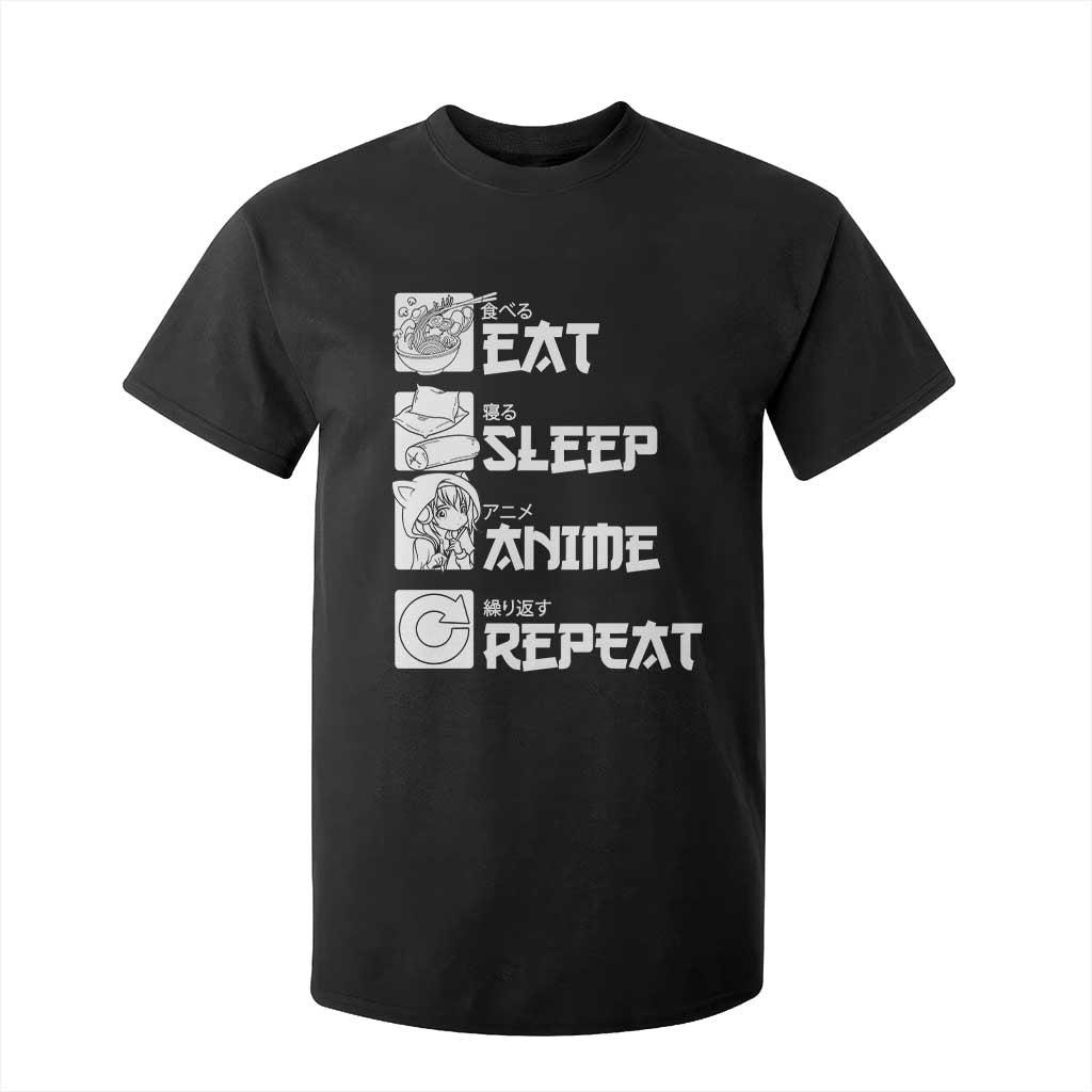 Eat Sleep Anime Repeat T Shirt For Kid Japan Otaku Manga Lover TS02 Black Print Your Wear