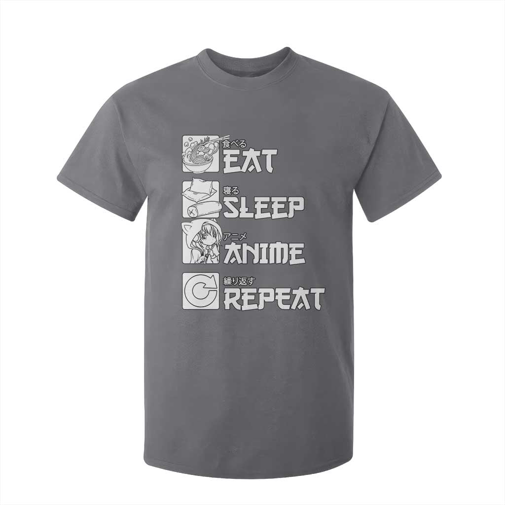 Eat Sleep Anime Repeat T Shirt For Kid Japan Otaku Manga Lover TS02 Charcoal Print Your Wear
