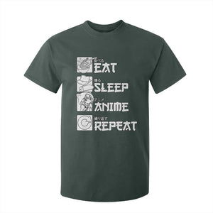 Eat Sleep Anime Repeat T Shirt For Kid Japan Otaku Manga Lover TS02 Dark Forest Green Print Your Wear