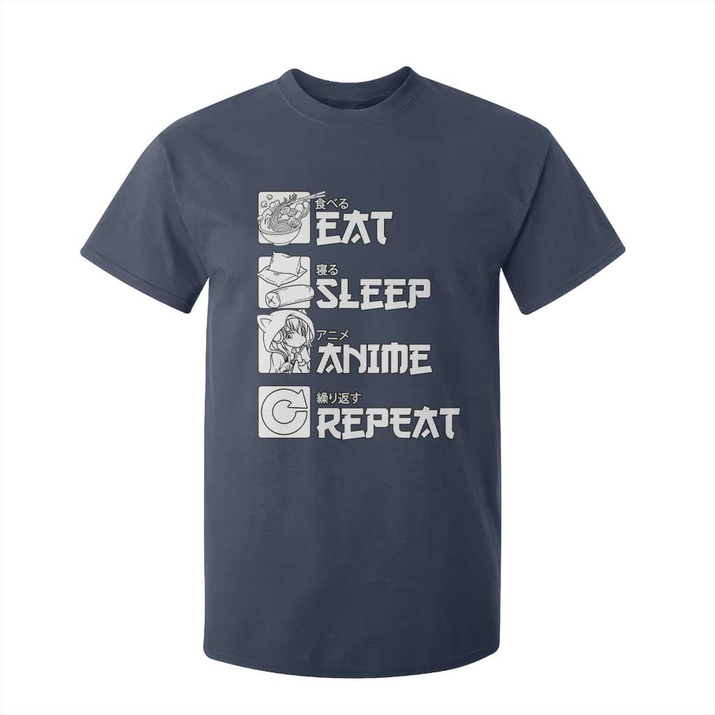 Eat Sleep Anime Repeat T Shirt For Kid Japan Otaku Manga Lover TS02 Navy Print Your Wear