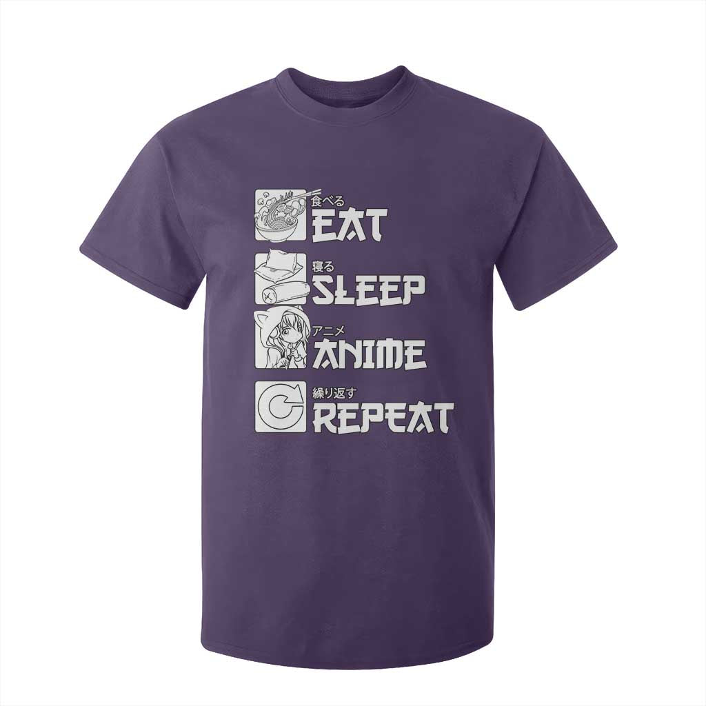 Eat Sleep Anime Repeat T Shirt For Kid Japan Otaku Manga Lover TS02 Purple Print Your Wear