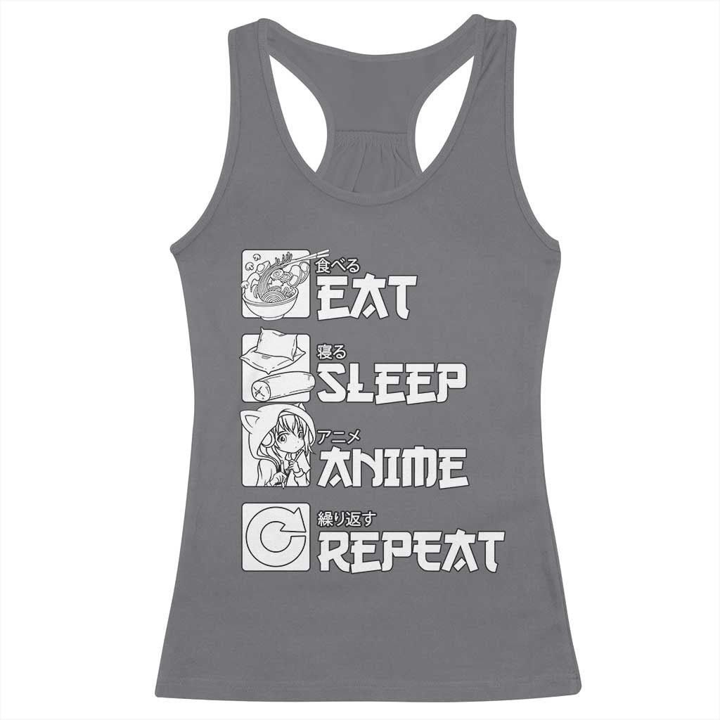 Eat Sleep Anime Repeat Racerback Tank Top Japan Otaku Manga Lover TS02 Charcoal Print Your Wear