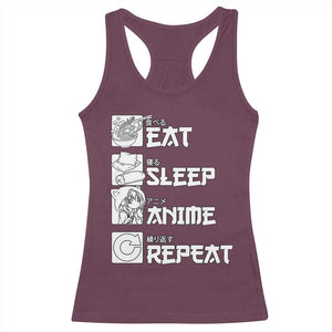 Eat Sleep Anime Repeat Racerback Tank Top Japan Otaku Manga Lover TS02 Maroon Print Your Wear