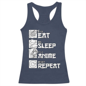Eat Sleep Anime Repeat Racerback Tank Top Japan Otaku Manga Lover TS02 Navy Print Your Wear