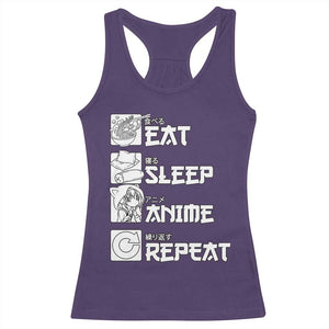 Eat Sleep Anime Repeat Racerback Tank Top Japan Otaku Manga Lover TS02 Purple Print Your Wear