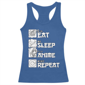 Eat Sleep Anime Repeat Racerback Tank Top Japan Otaku Manga Lover TS02 Royal Blue Print Your Wear