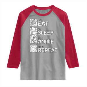 Eat Sleep Anime Repeat Raglan Shirt Japan Otaku Manga Lover TS02 Sport Gray Red Print Your Wear