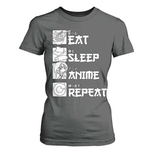 Eat Sleep Anime Repeat T Shirt For Women Japan Otaku Manga Lover TS02 Dark Heather Print Your Wear