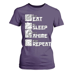 Eat Sleep Anime Repeat T Shirt For Women Japan Otaku Manga Lover TS02 Purple Print Your Wear