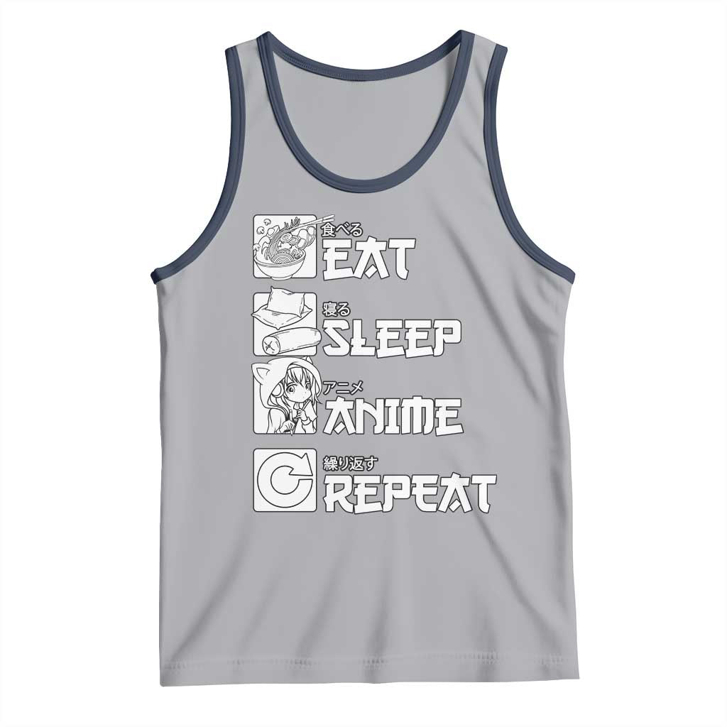 Eat Sleep Anime Repeat Tank Top Japan Otaku Manga Lover TS02 Athletic Heather Navy Print Your Wear