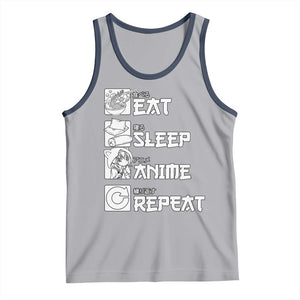 Eat Sleep Anime Repeat Tank Top Japan Otaku Manga Lover TS02 Athletic Heather Navy Print Your Wear