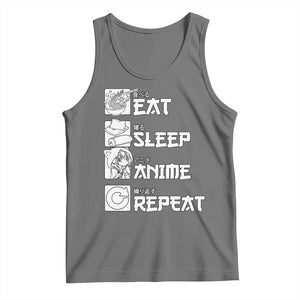 Eat Sleep Anime Repeat Tank Top Japan Otaku Manga Lover TS02 Black Heather Print Your Wear