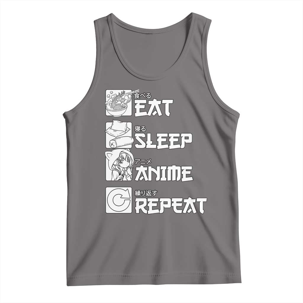 Eat Sleep Anime Repeat Tank Top Japan Otaku Manga Lover TS02 Deep Heather Print Your Wear