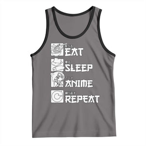Eat Sleep Anime Repeat Tank Top Japan Otaku Manga Lover TS02 Deep Heather Black Print Your Wear
