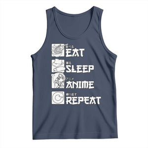 Eat Sleep Anime Repeat Tank Top Japan Otaku Manga Lover TS02 Navy Print Your Wear