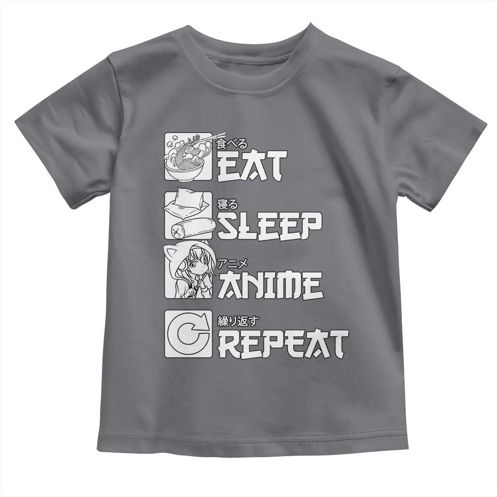 Eat Sleep Anime Repeat Toddler T Shirt Japan Otaku Manga Lover TS02 Charcoal Print Your Wear