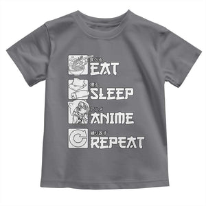 Eat Sleep Anime Repeat Toddler T Shirt Japan Otaku Manga Lover TS02 Charcoal Print Your Wear