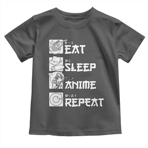 Eat Sleep Anime Repeat Toddler T Shirt Japan Otaku Manga Lover TS02 Dark Heather Print Your Wear