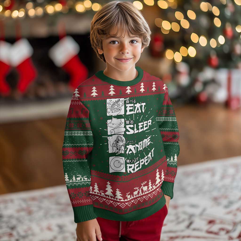 Eat Sleep Anime Repeat Ugly Christmas Sweater Japan Otaku Manga Lover TS02 Christmas Print Your Wear