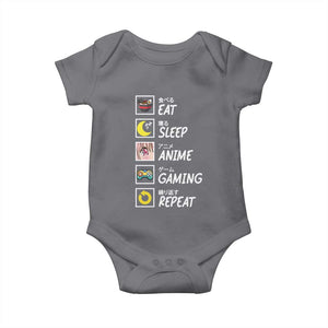 Eat Sleep Anime Gaming Repeat Baby Onesie Kawaii Otaku Gamer Manga Ramen Lover TS02 Charcoal Print Your Wear