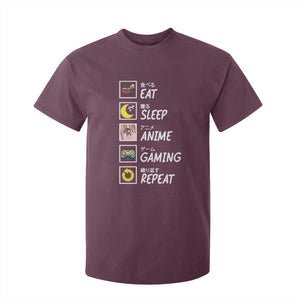 Eat Sleep Anime Gaming Repeat T Shirt For Kid Kawaii Otaku Gamer Manga Ramen Lover TS02 Maroon Print Your Wear
