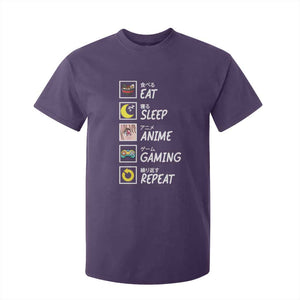 Eat Sleep Anime Gaming Repeat T Shirt For Kid Kawaii Otaku Gamer Manga Ramen Lover TS02 Purple Print Your Wear