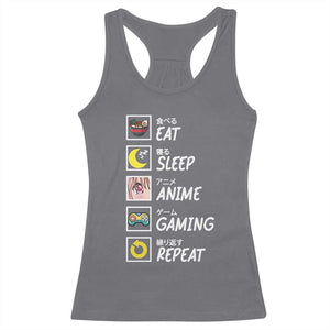 Eat Sleep Anime Gaming Repeat Racerback Tank Top Kawaii Otaku Gamer Manga Ramen Lover TS02 Charcoal Print Your Wear