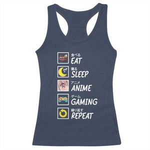 Eat Sleep Anime Gaming Repeat Racerback Tank Top Kawaii Otaku Gamer Manga Ramen Lover TS02 Navy Print Your Wear