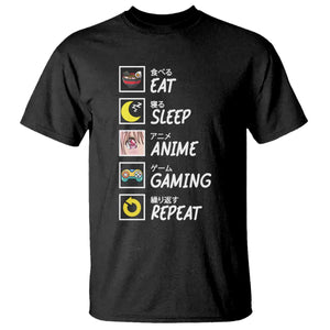 Eat Sleep Anime Gaming Repeat T Shirt Kawaii Otaku Gamer Manga Ramen Lover TS02 Black Print Your Wear