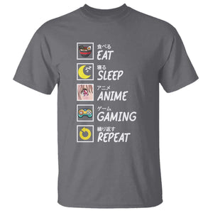 Eat Sleep Anime Gaming Repeat T Shirt Kawaii Otaku Gamer Manga Ramen Lover TS02 Charcoal Print Your Wear