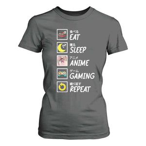 Eat Sleep Anime Gaming Repeat T Shirt For Women Kawaii Otaku Gamer Manga Ramen Lover TS02 Dark Heather Print Your Wear