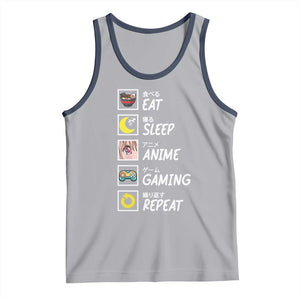 Eat Sleep Anime Gaming Repeat Tank Top Kawaii Otaku Gamer Manga Ramen Lover TS02 Athletic Heather Navy Print Your Wear
