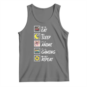 Eat Sleep Anime Gaming Repeat Tank Top Kawaii Otaku Gamer Manga Ramen Lover TS02 Black Heather Print Your Wear