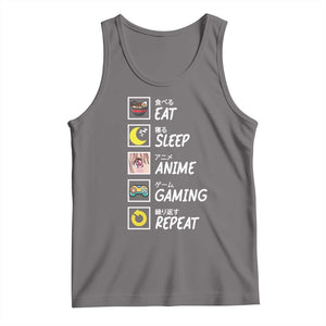 Eat Sleep Anime Gaming Repeat Tank Top Kawaii Otaku Gamer Manga Ramen Lover TS02 Deep Heather Print Your Wear