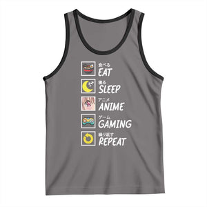 Eat Sleep Anime Gaming Repeat Tank Top Kawaii Otaku Gamer Manga Ramen Lover TS02 Deep Heather Black Print Your Wear