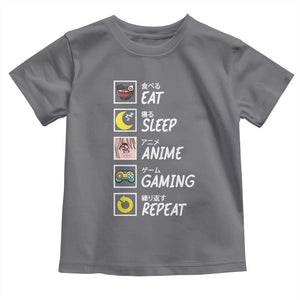 Eat Sleep Anime Gaming Repeat Toddler T Shirt Kawaii Otaku Gamer Manga Ramen Lover TS02 Charcoal Print Your Wear