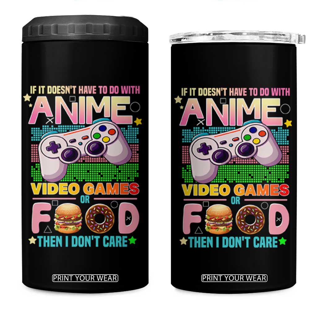 Anime Video Games Food 4 in 1 Can Cooler Tumbler Japan Kawaii Gamer Otaku Aesthetic TS02 One Size: 16 oz Black Print Your Wear