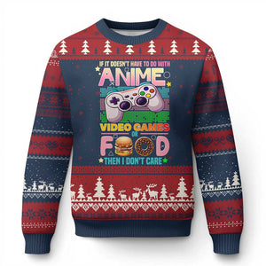 Anime Video Games Food Ugly Christmas Sweater Japan Kawaii Gamer Otaku Aesthetic TS02 Navy Red Print Your Wear