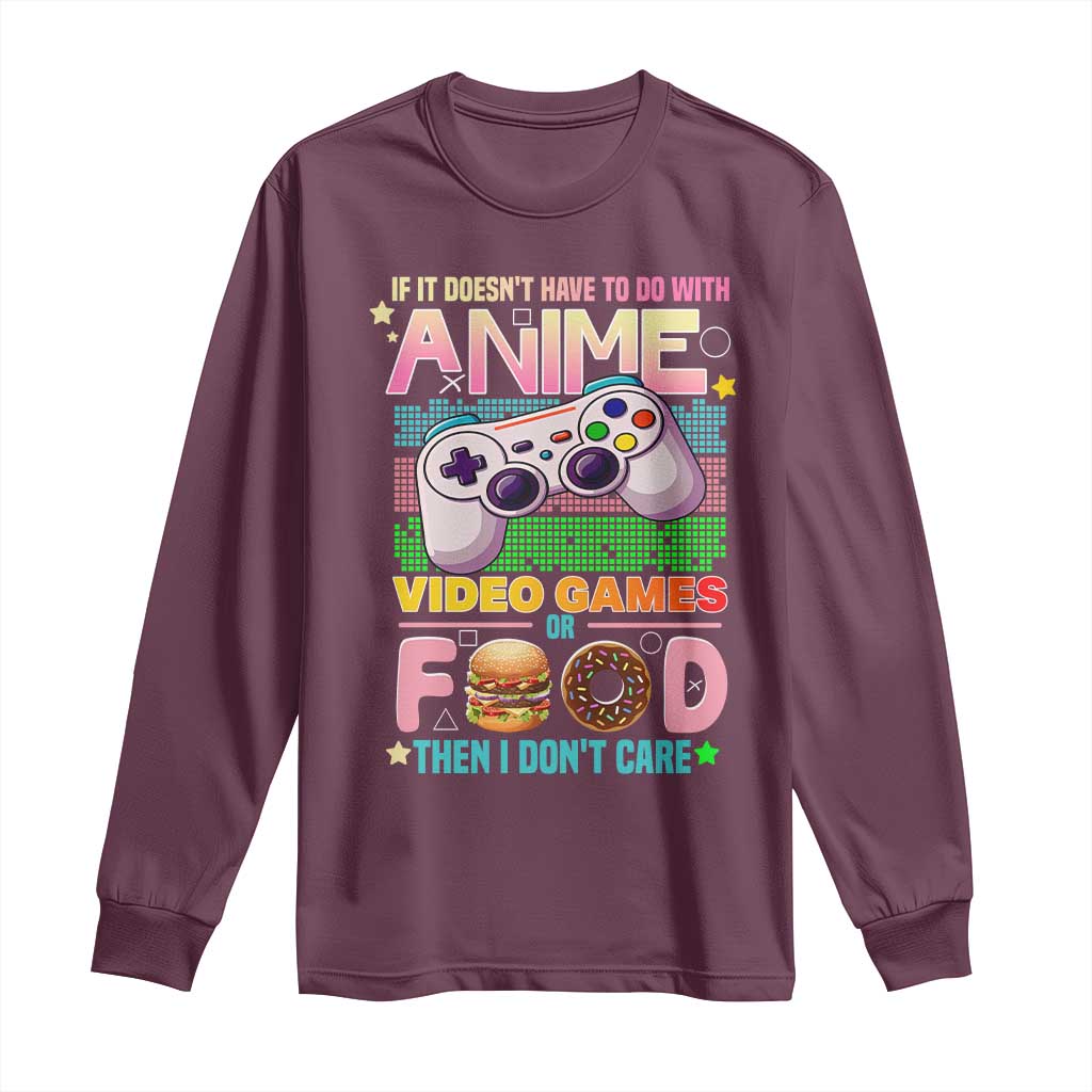 Anime Video Games Food Long Sleeve Shirt Japan Kawaii Gamer Otaku Aesthetic TS02 Maroon Print Your Wear