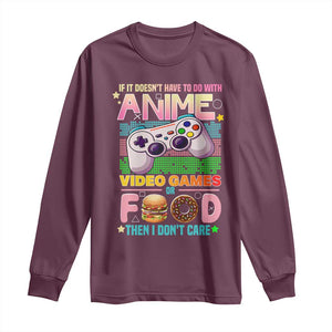 Anime Video Games Food Long Sleeve Shirt Japan Kawaii Gamer Otaku Aesthetic TS02 Maroon Print Your Wear