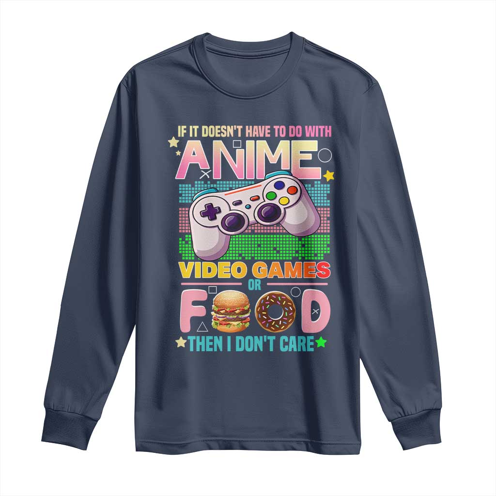 Anime Video Games Food Long Sleeve Shirt Japan Kawaii Gamer Otaku Aesthetic TS02 Navy Print Your Wear