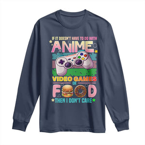 Anime Video Games Food Long Sleeve Shirt Japan Kawaii Gamer Otaku Aesthetic TS02 Navy Print Your Wear